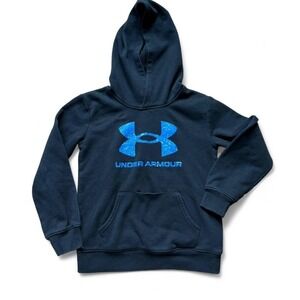 Kid's Under Armour Hoodie Black Kid's Hoodie with Blue Logo